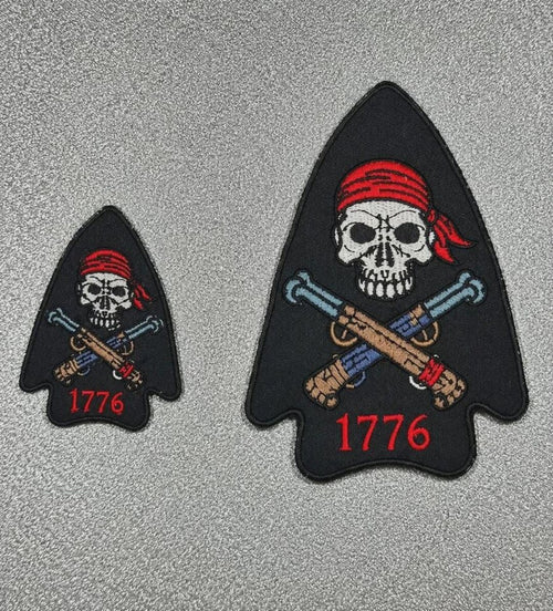 776 Patriot American Morale Arrowhead Embroidery Patch | USA Revolutionary War Tactical Badge | Iron-On Sew-On Patch | Multi Sizes 3"-12"