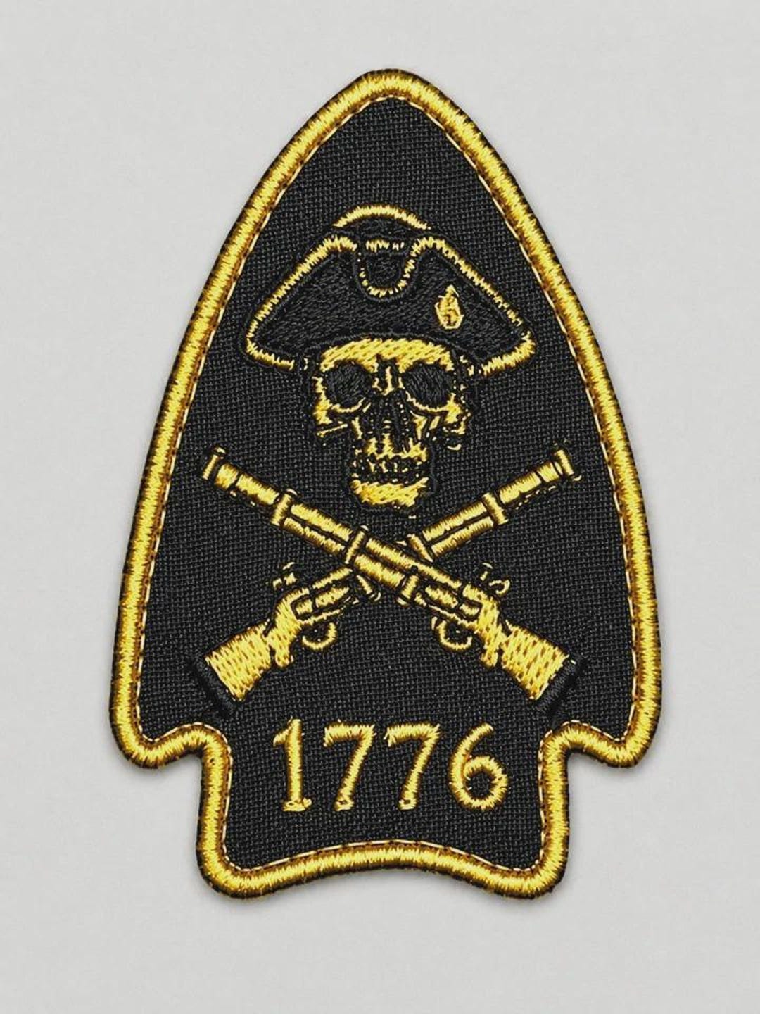 776 Patriot American Morale Arrowhead Embroidery Patch | USA Revolutionary War Tactical Badge | Iron-On Sew-On Patch | Multi Sizes 3"-12"