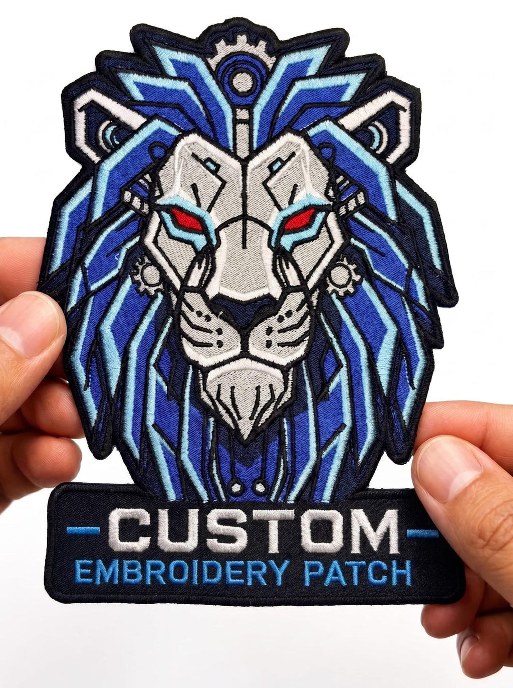 Oversized Cybernetic Lion Patch, Mecha Robot Lion Embroidered Patch, Sci-Fi Biker Jacket Patch, Large Iron On or Sew On Back Patch